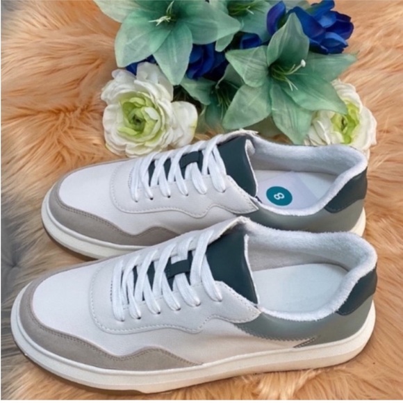 Women’s Lace Up White,Blue,Tan Memory Foam Flora Sneakers NEW! FIRM PERIOD! - Picture 5 of 6